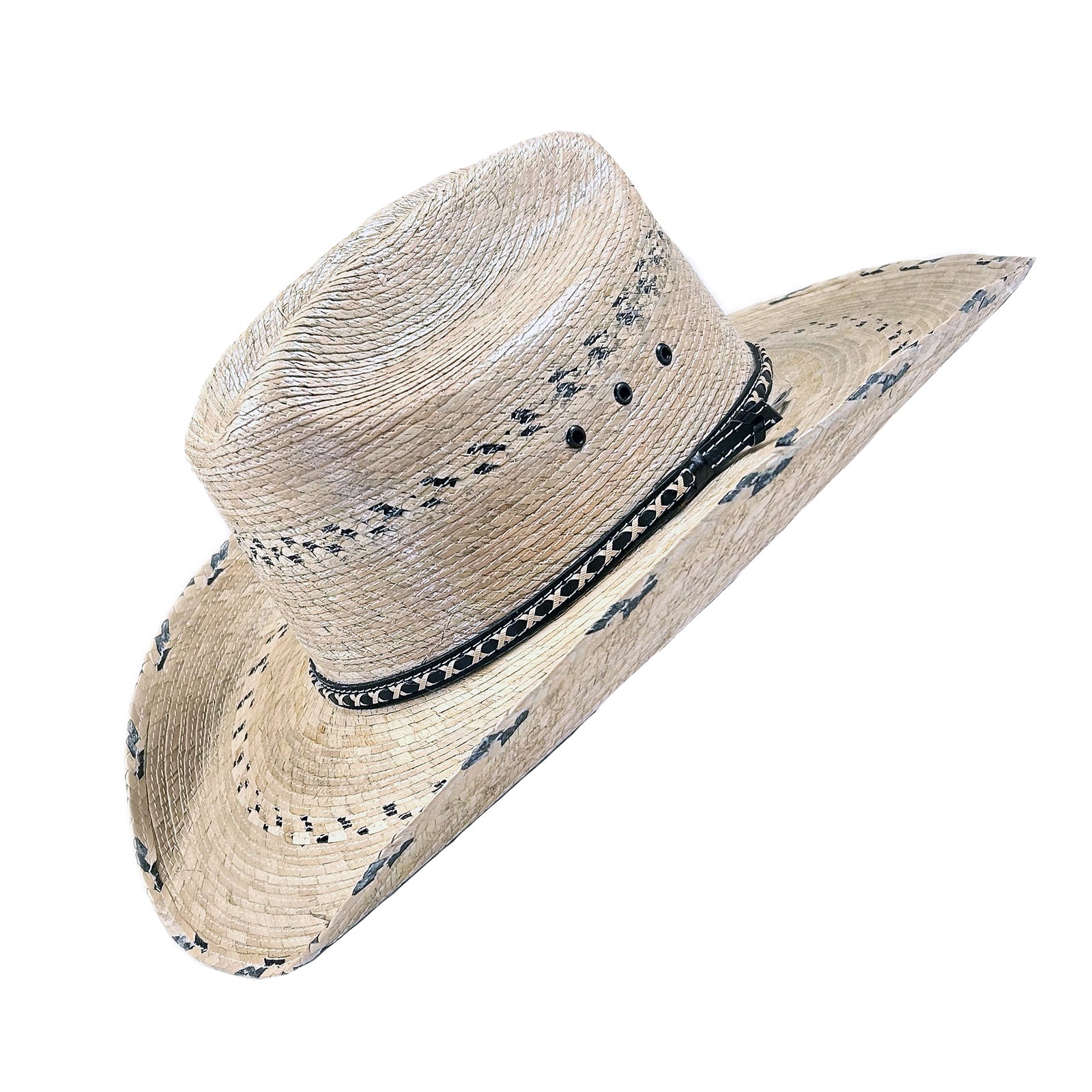 Rockmount Premium Palm Straw Cattleman Cowboy Hat with Chin Cord