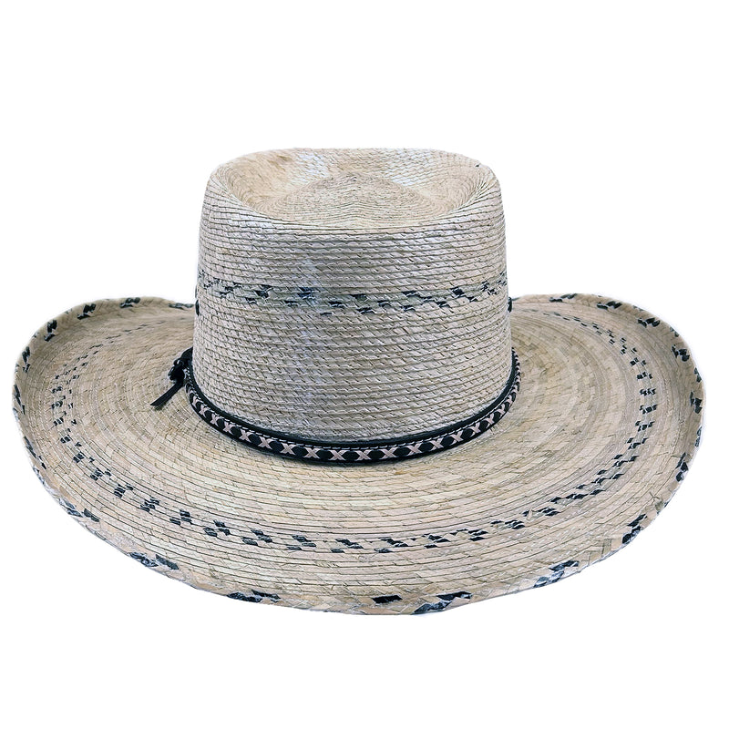 Premium Palm Straw Oval Crown Western Cowboy Hat with Chin Cord