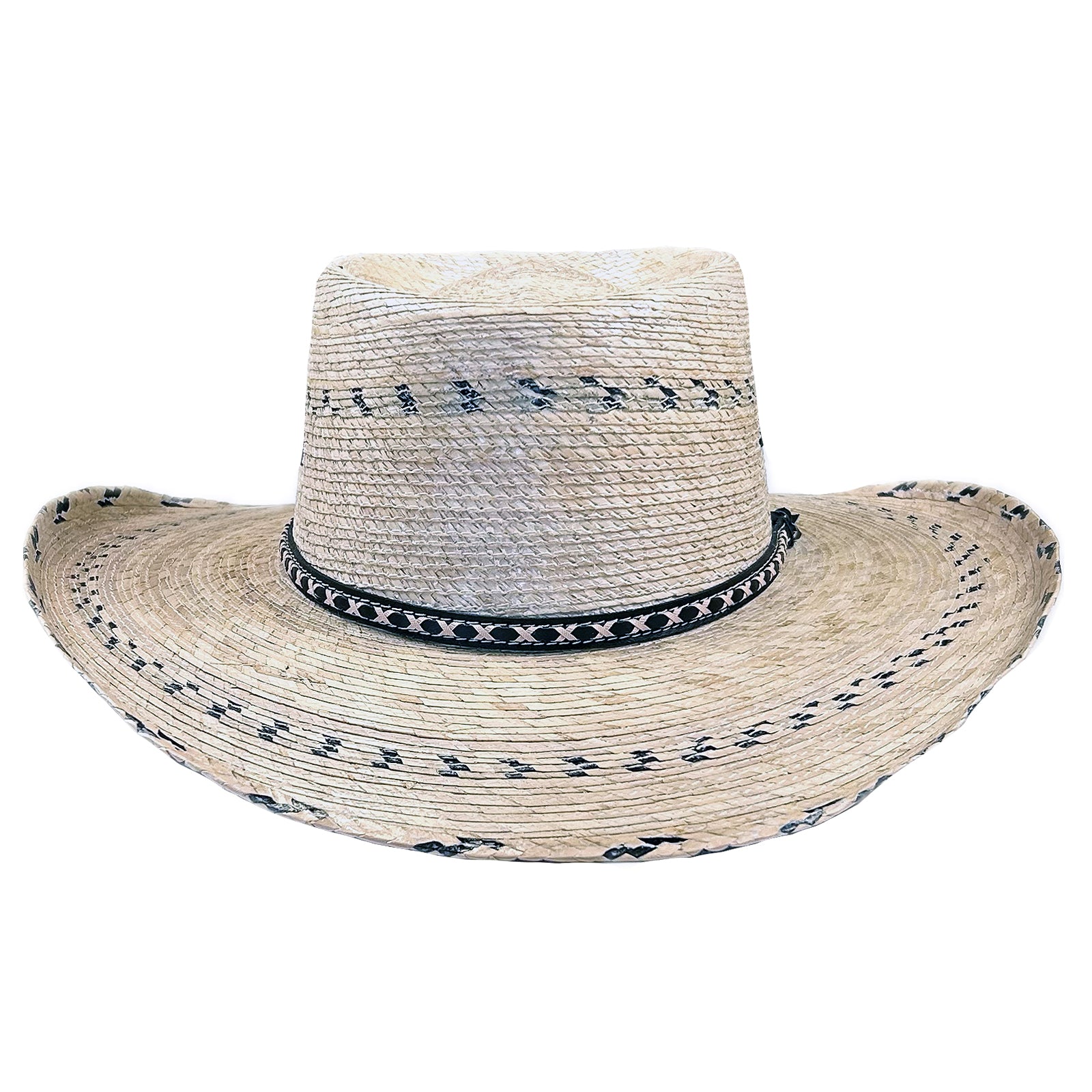 Premium Palm Straw Oval Crown Western Cowboy Hat with Chin Cord