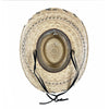 Premium Palm Straw Oval Crown Western Cowboy Hat with Chin Cord