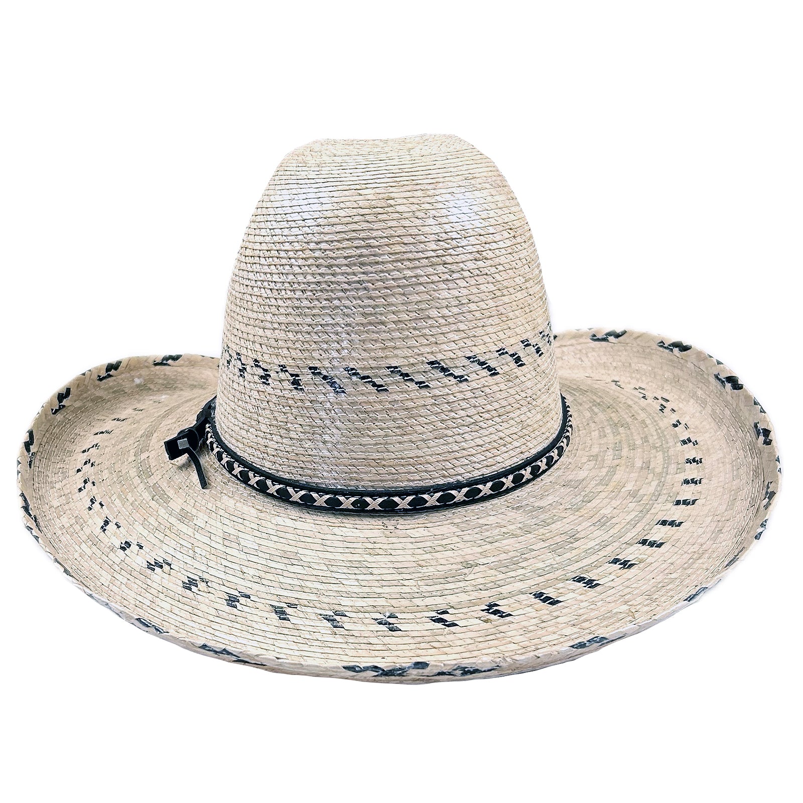 Premium Palm Straw Western Cowboy Hat with Gus Stripe