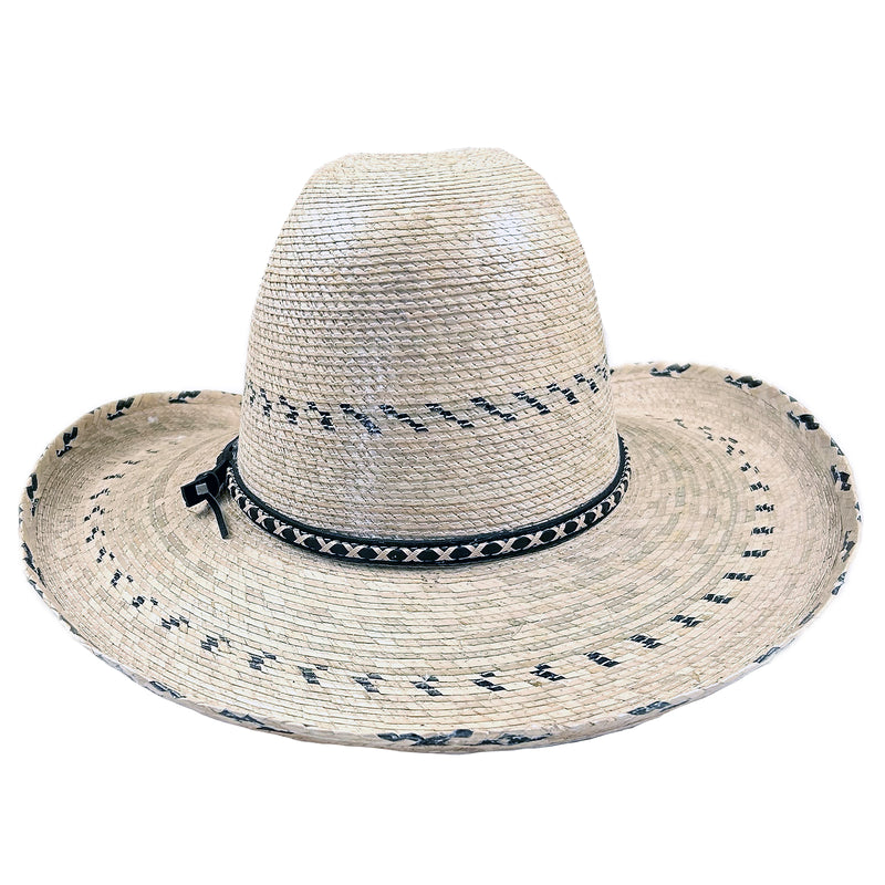 Premium Palm Straw Western Cowboy Hat with Gus Stripe