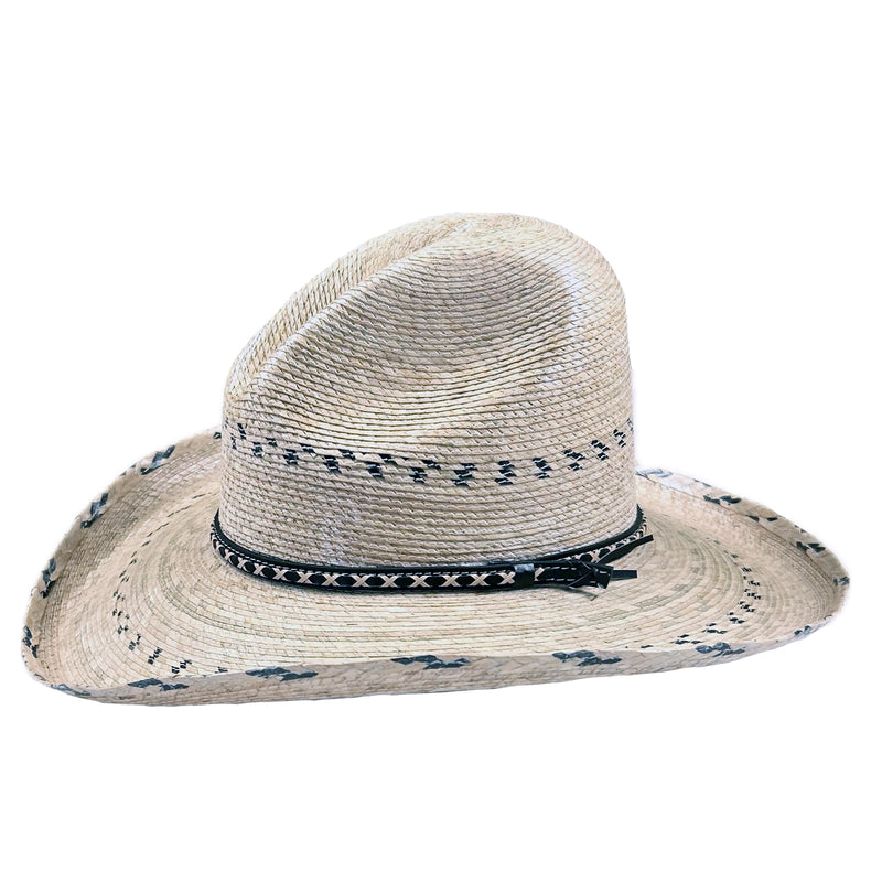 Premium Palm Straw Western Cowboy Hat with Gus Stripe