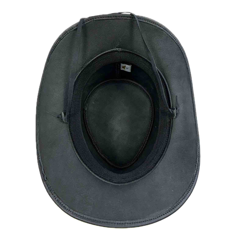 Black Leather Western Cowboy Hat with Laced Concho Hatband