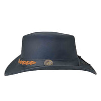 Black Leather Western Cowboy Hat with Laced Concho Hatband