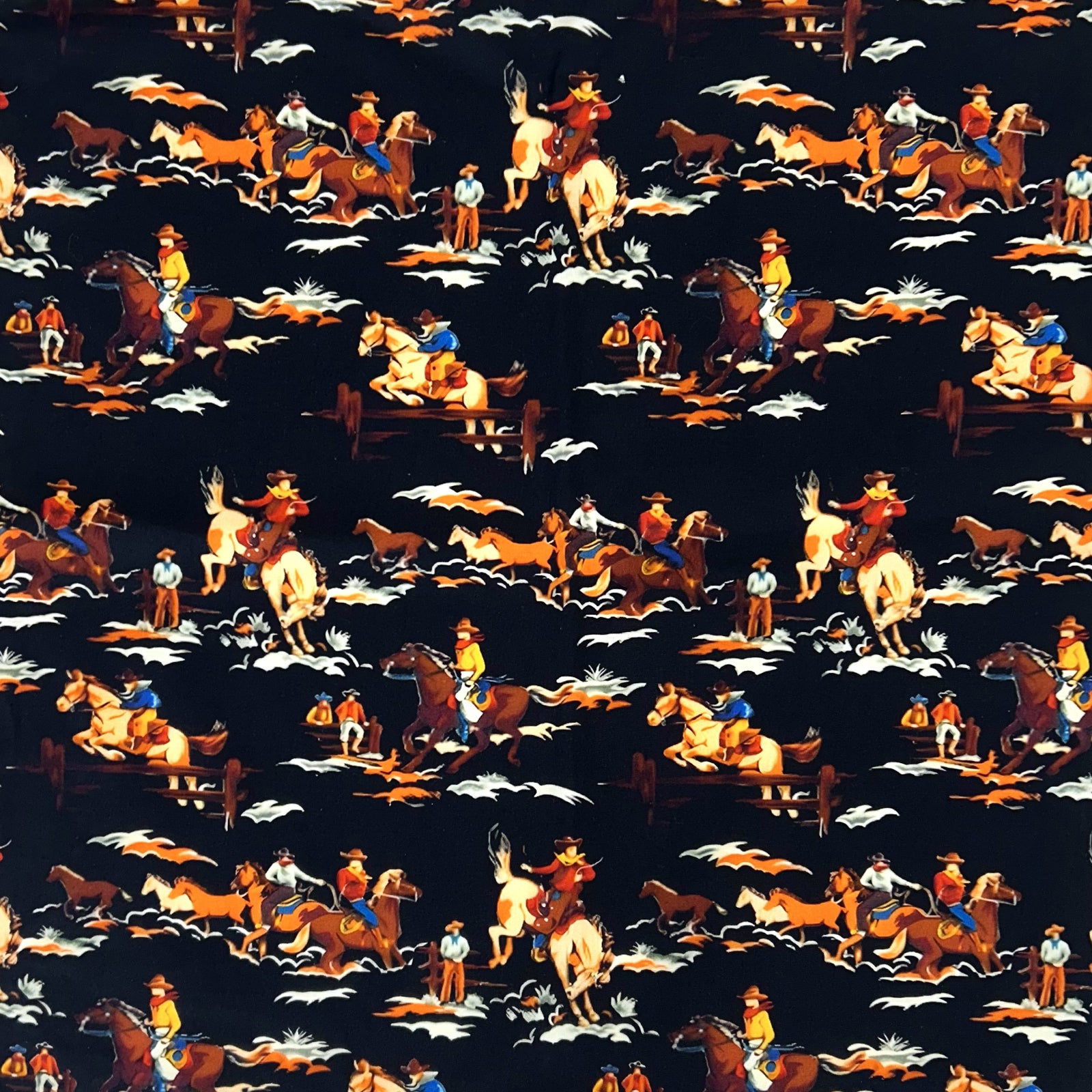 Rockmount Horses & Riders Western Cotton Bandana in Black