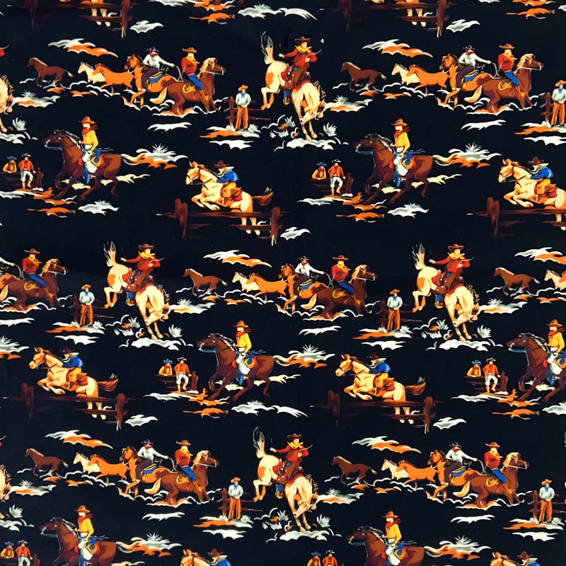 Rockmount Horses & Riders Western Cotton Bandana in Black