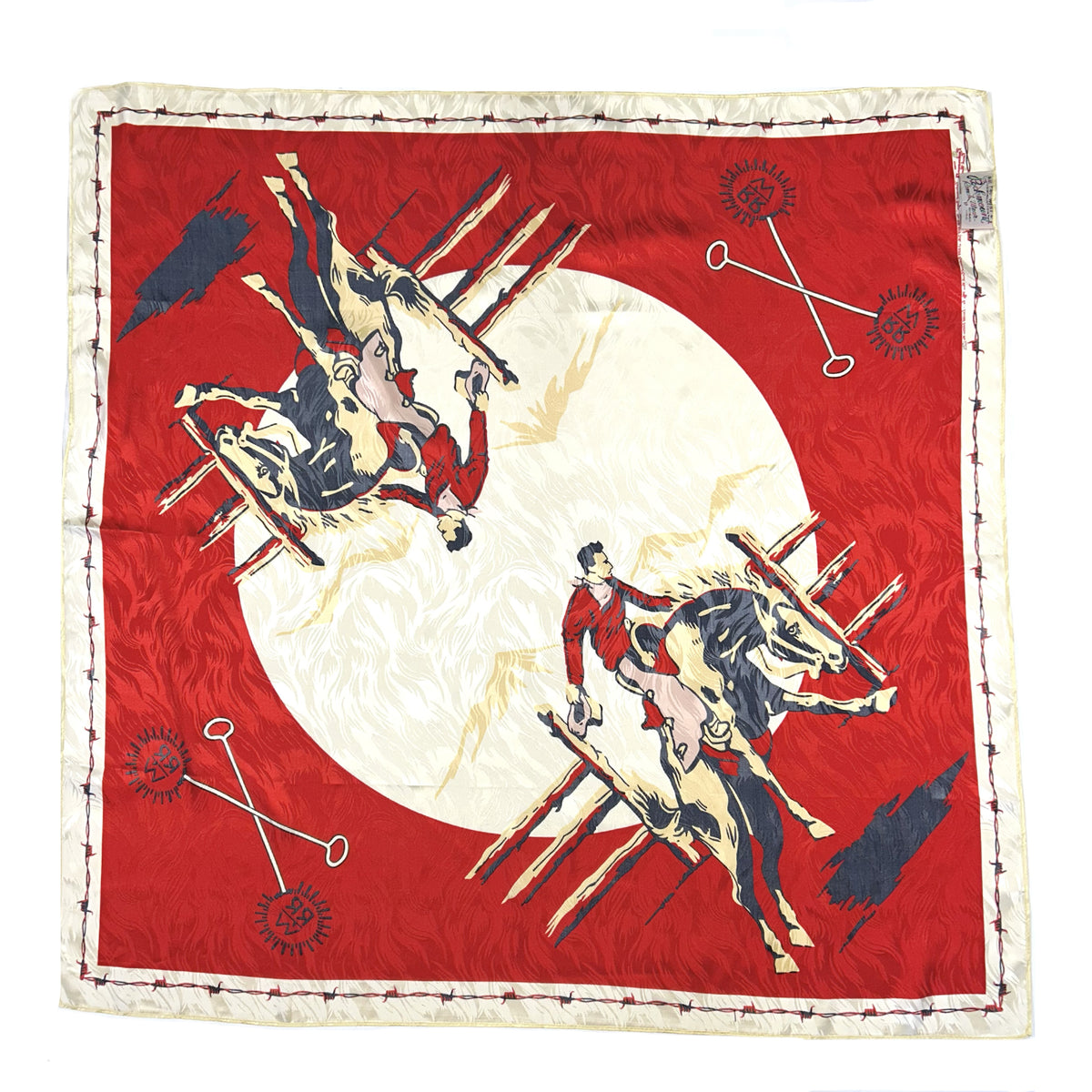 Vintage Rockmount Ranch Wear Bronc Silk Scarf in Red