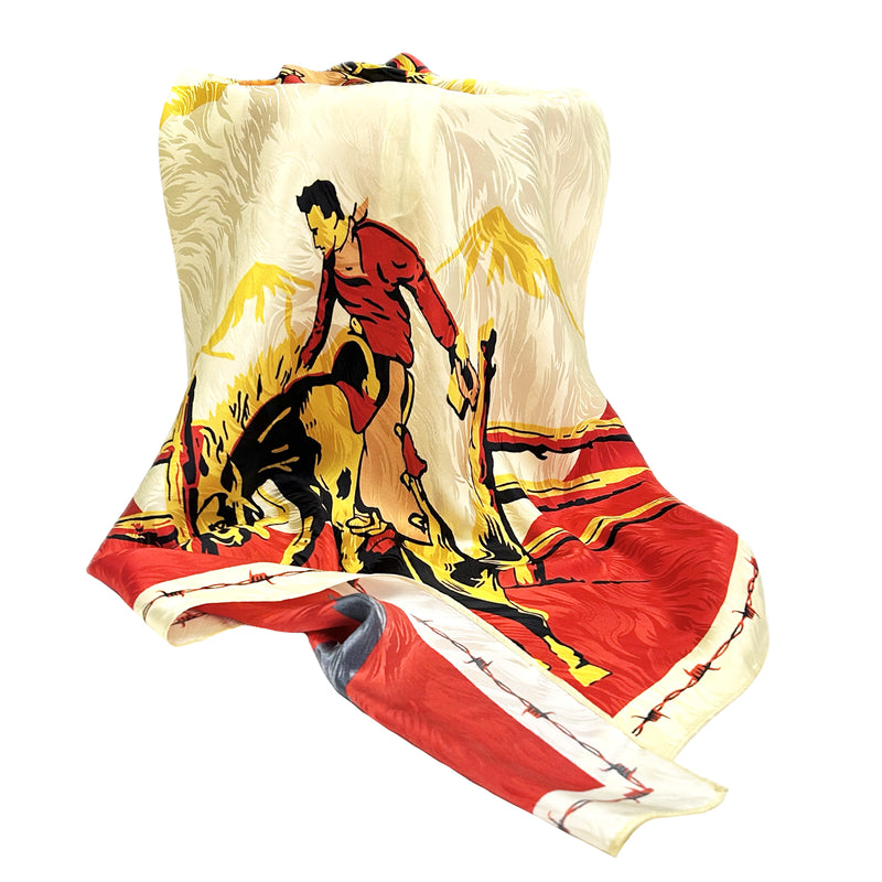 Vintage Rockmount Ranch Wear Bronc Silk Scarf in Red