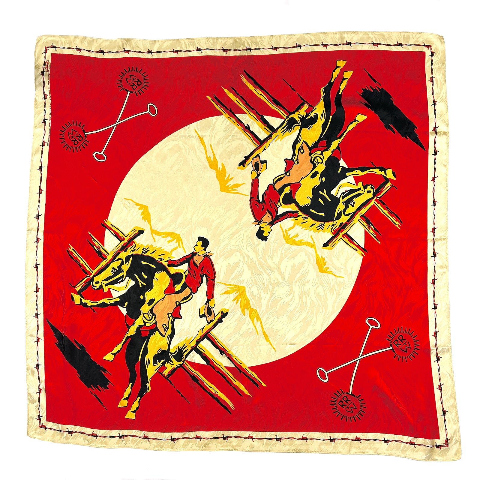 Vintage Rockmount Ranch Wear Bronc Silk Scarf in Red