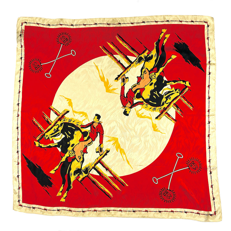 Vintage Rockmount Ranch Wear Bronc Silk Scarf in Red