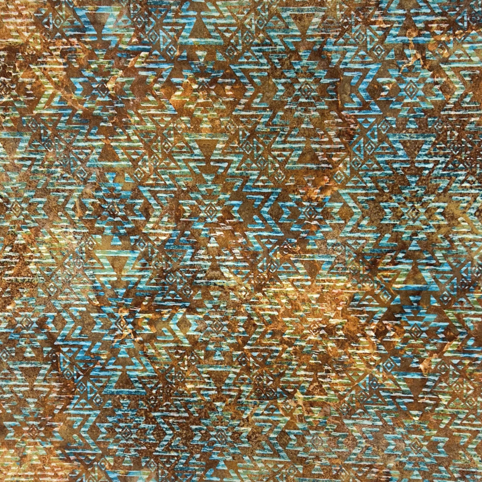 Brown & Turquoise Native Pattern Western Bandana