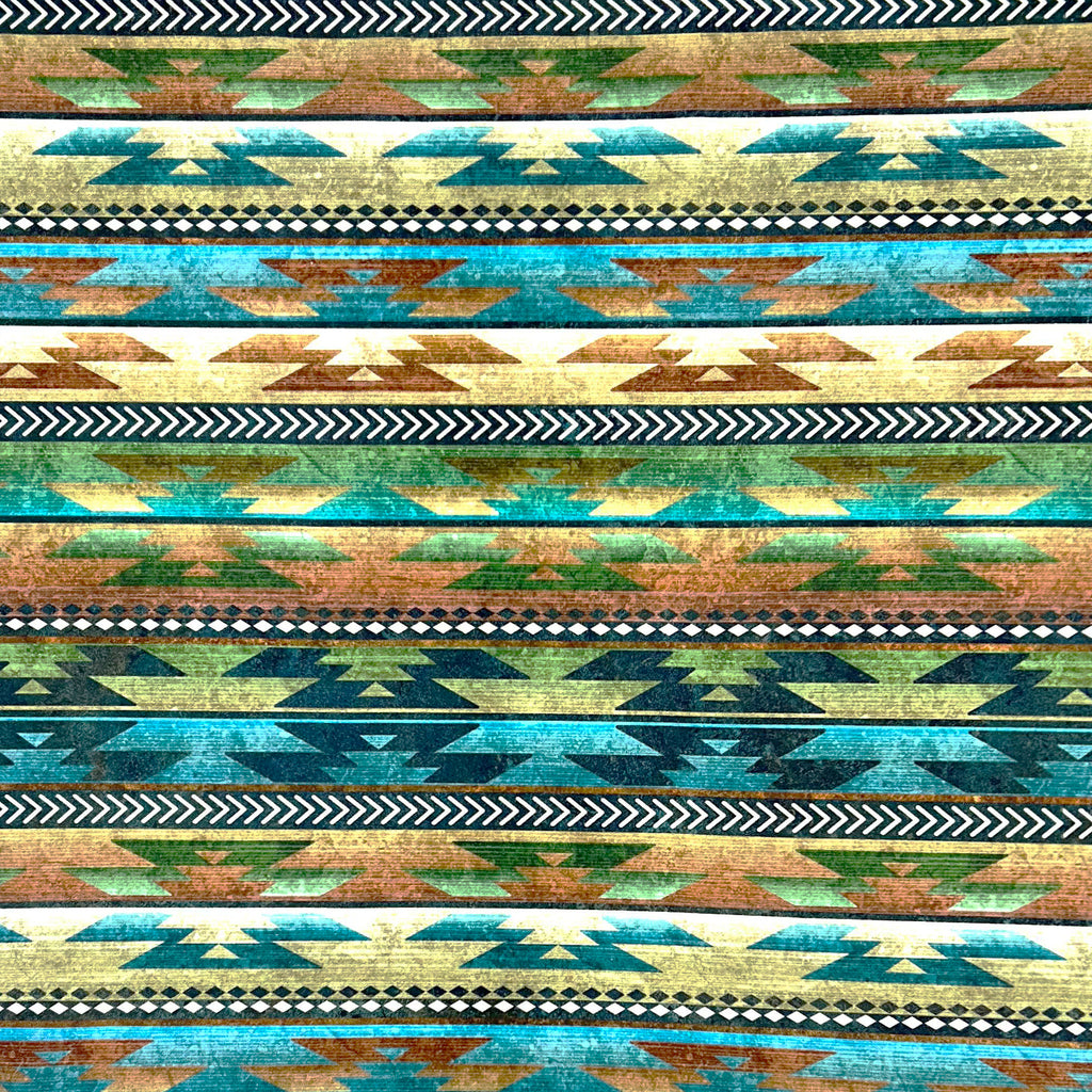 Green & Turquoise Native Pattern Western Cotton Bandana – Rockmount