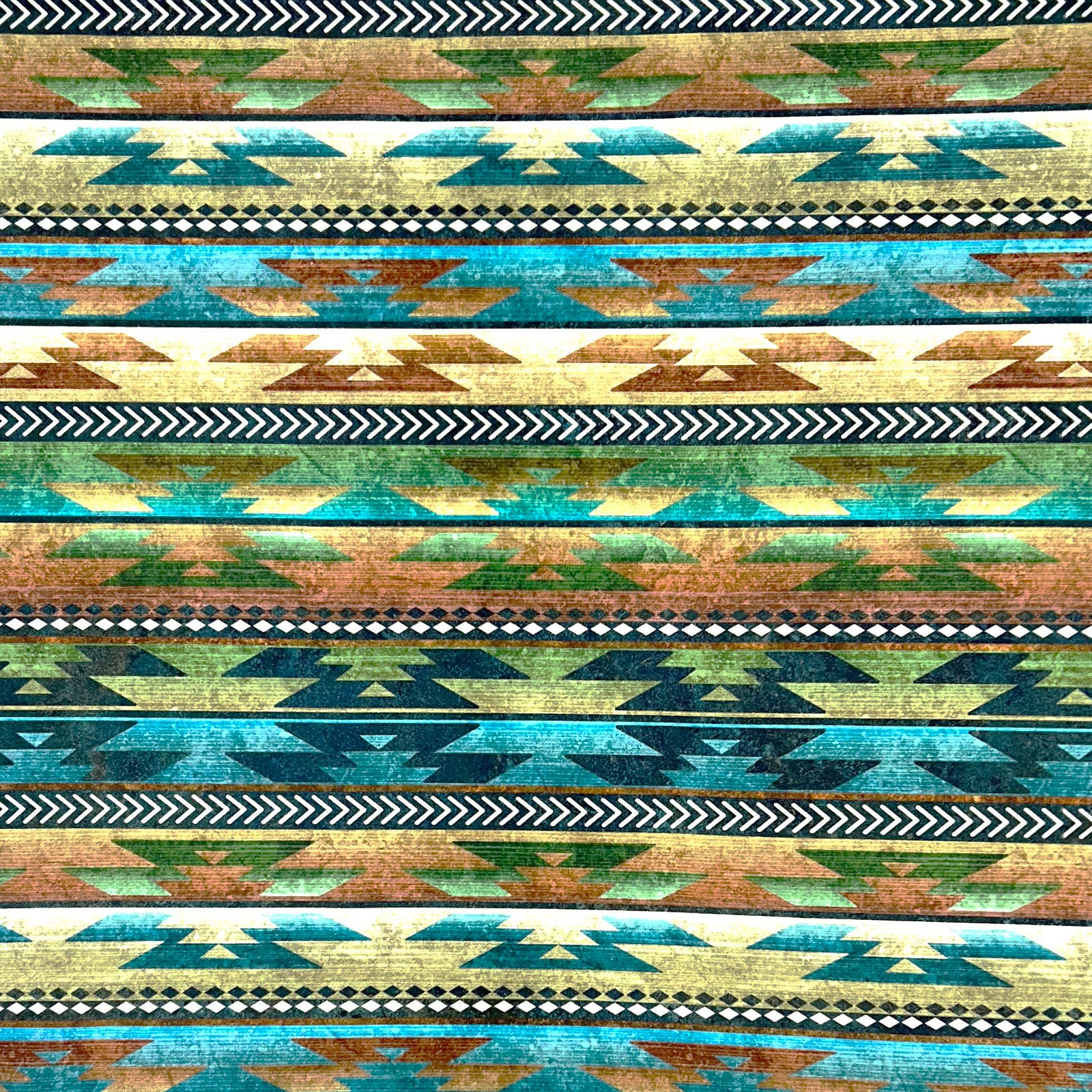 Green & Turquoise Native Pattern Western Bandana
