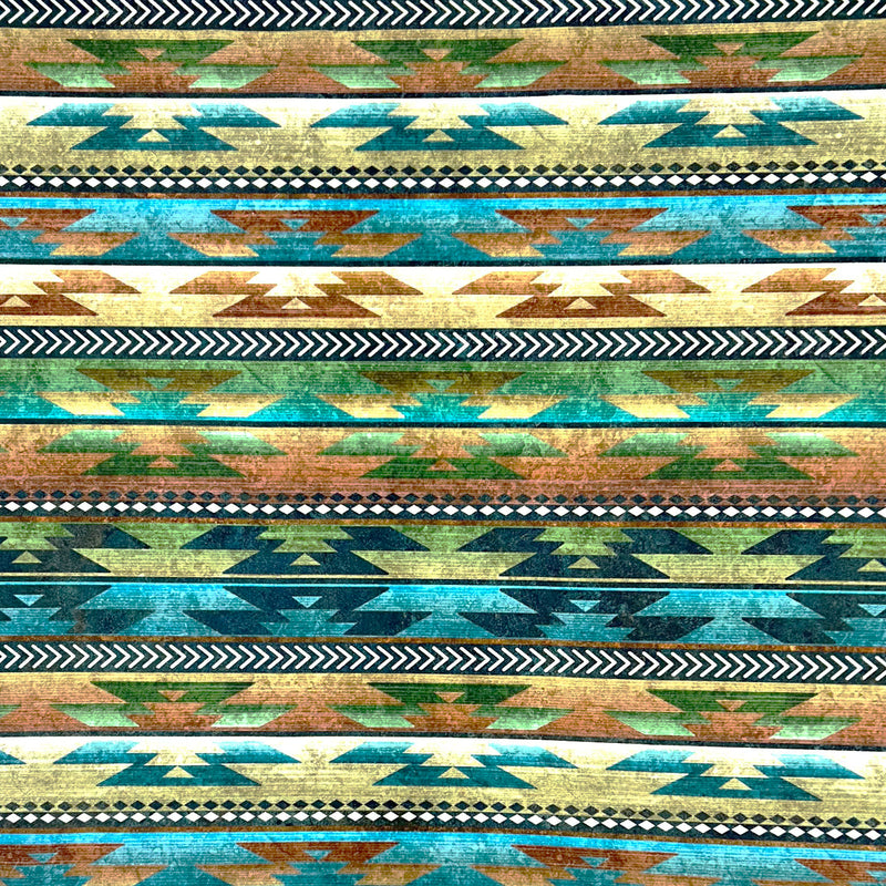 Green & Turquoise Native Pattern Western Bandana