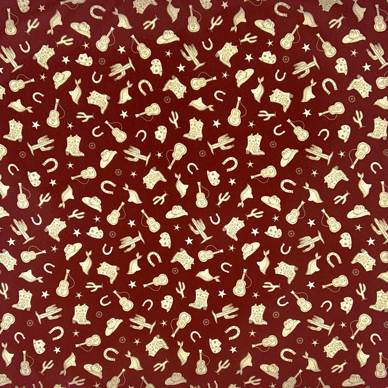 Guitars, Hats & Horseshoes Red Western Bandana