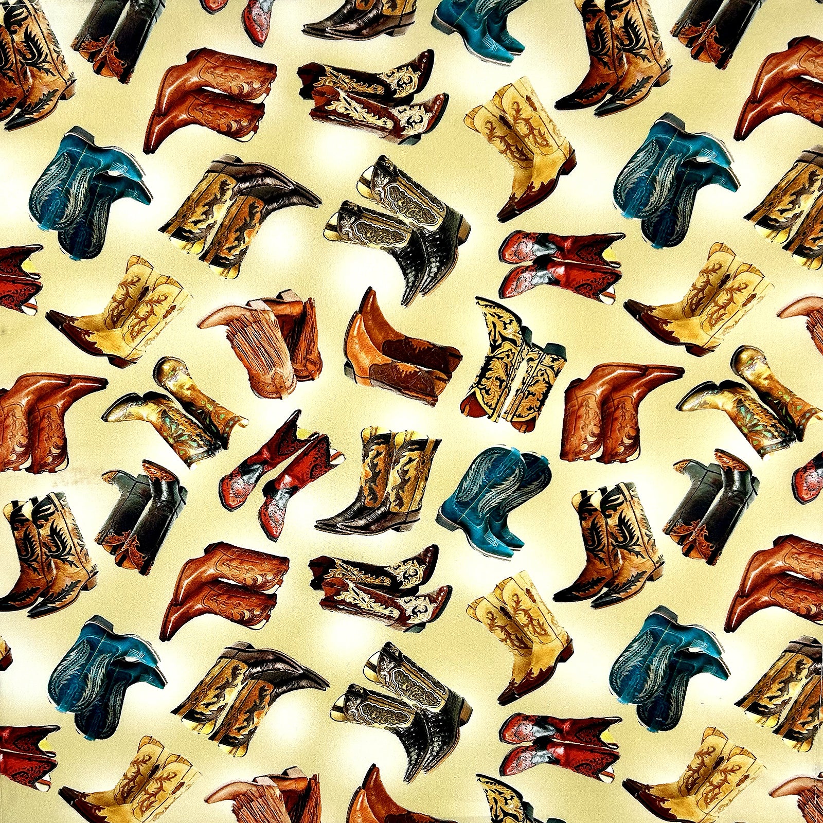 Cowboy Boots Western Cotton Bandana in Natural