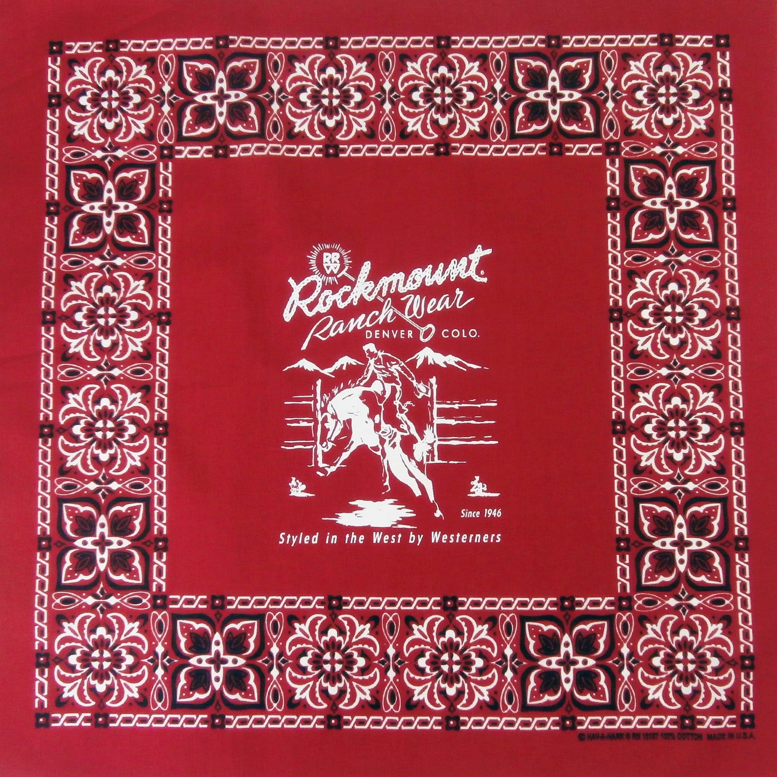 Rockmount Bronc Western Cotton Bandana in Red