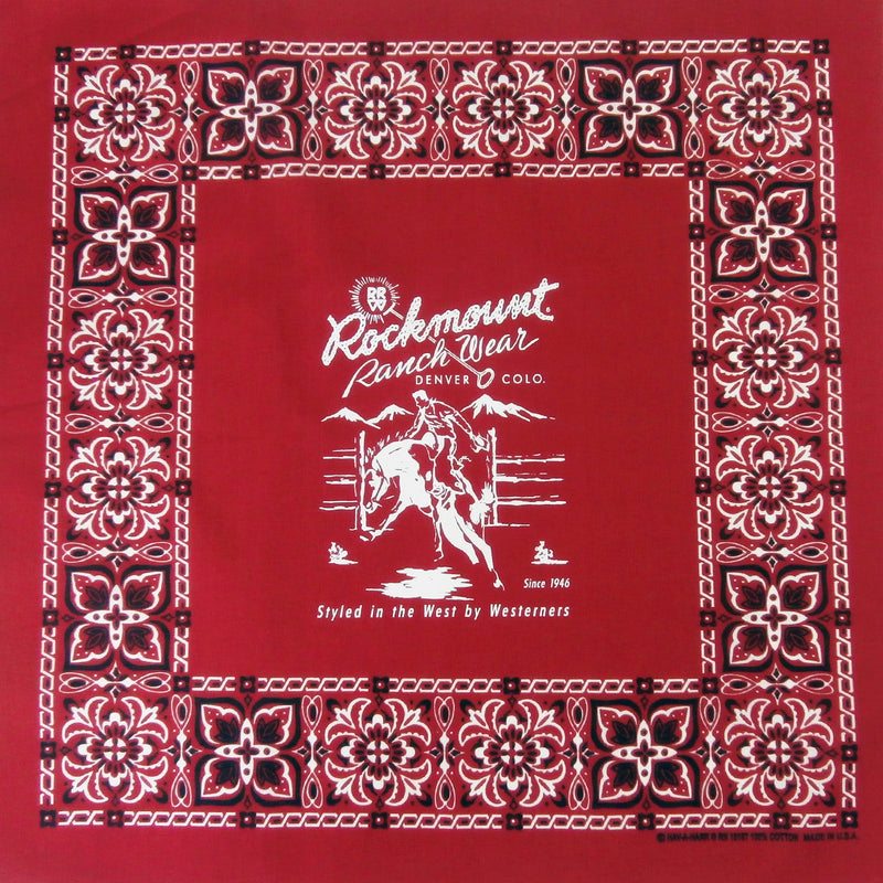 Rockmount Bronc Western Cotton Bandana in Red