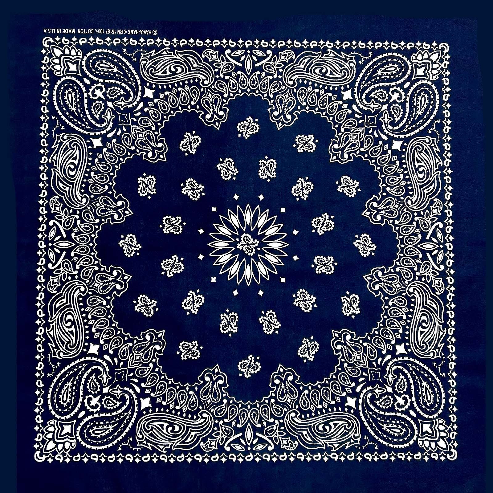 Paisley Western Cotton Bandana in Navy
