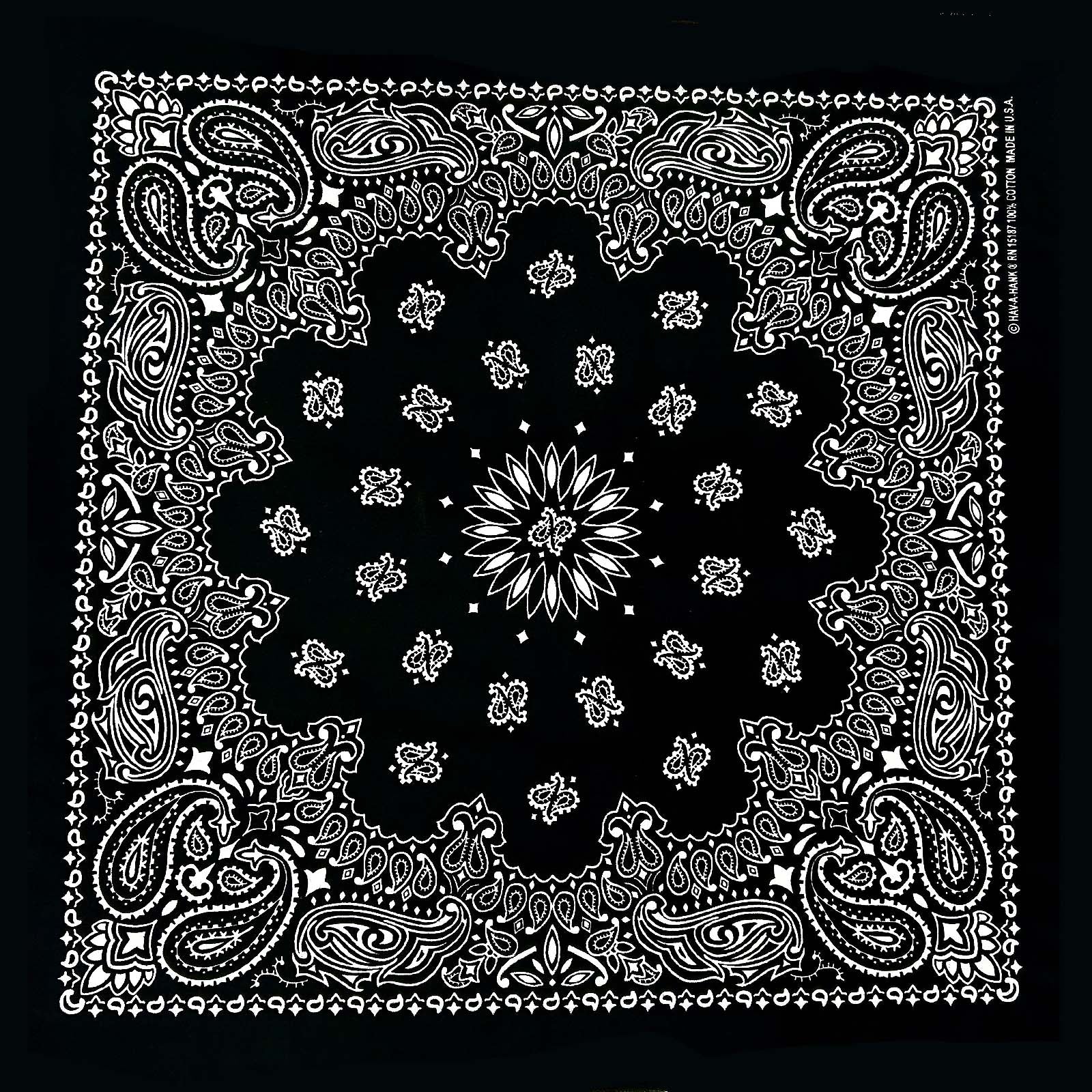 Paisley Western Cotton Bandana in Charcoal Black