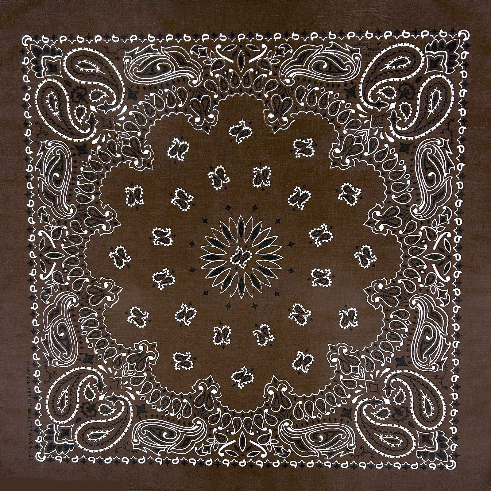 Paisley Western Cotton Bandana in Brown