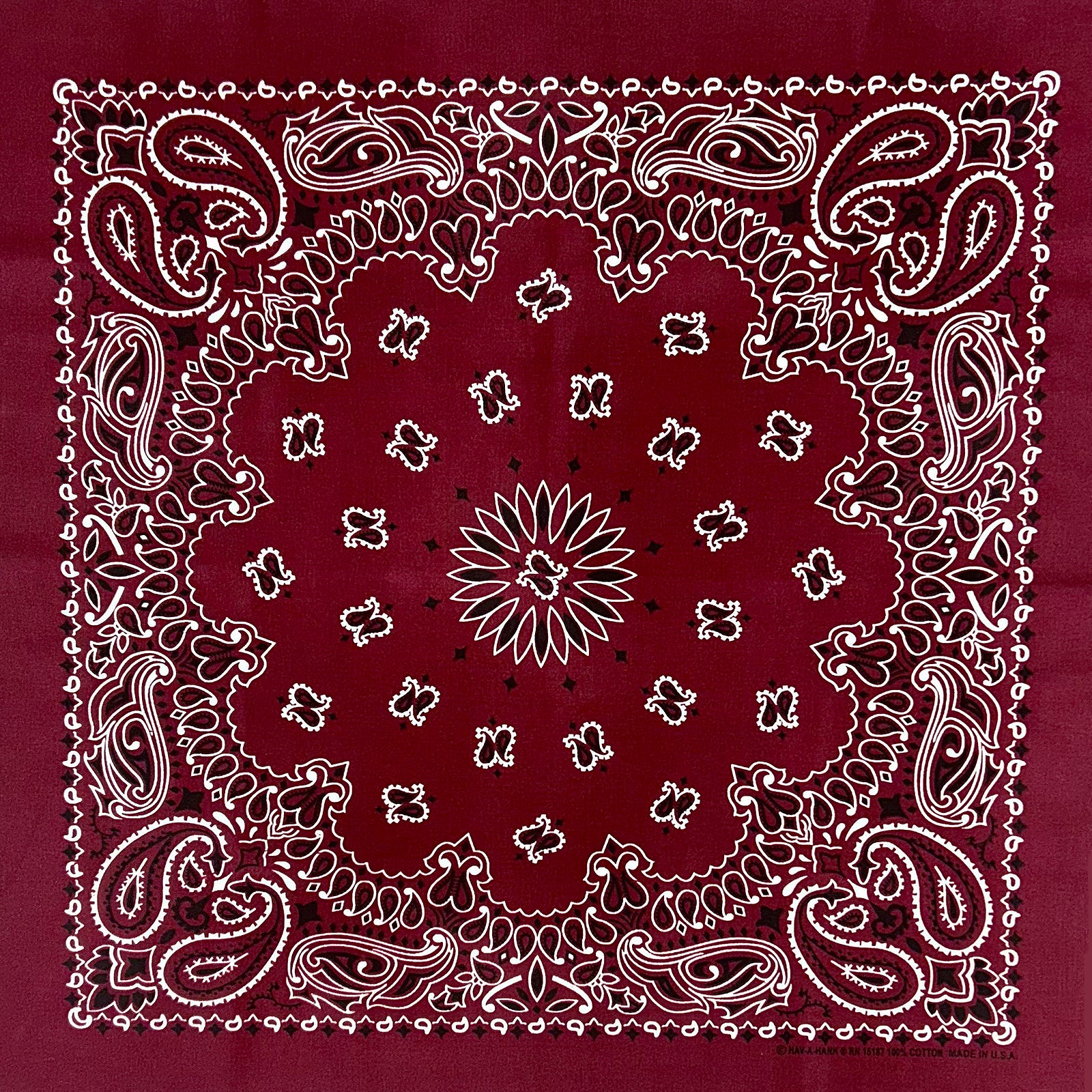 Paisley Western Cotton Bandana in Burgundy