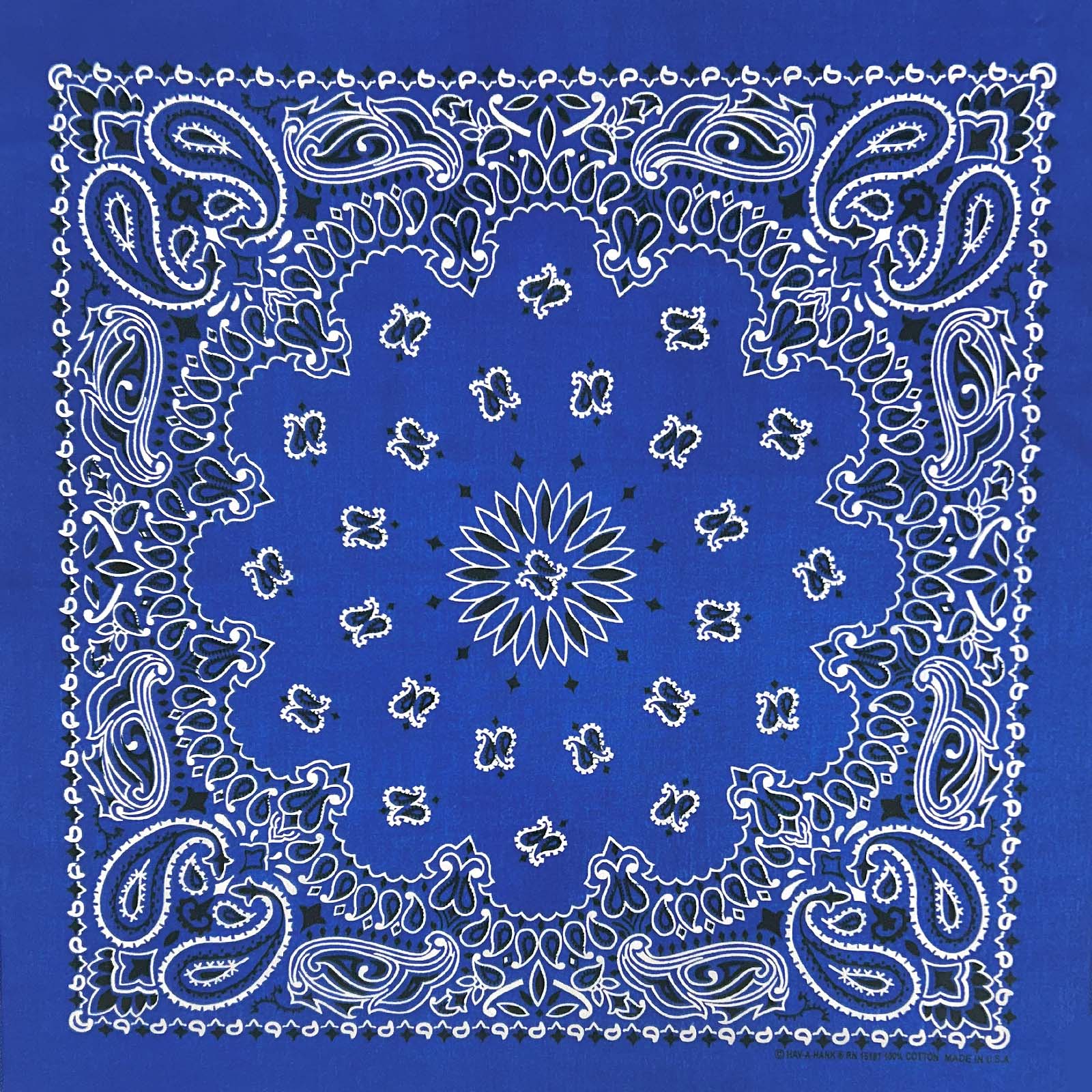 Paisley Western Cotton Bandana in Royal Blue