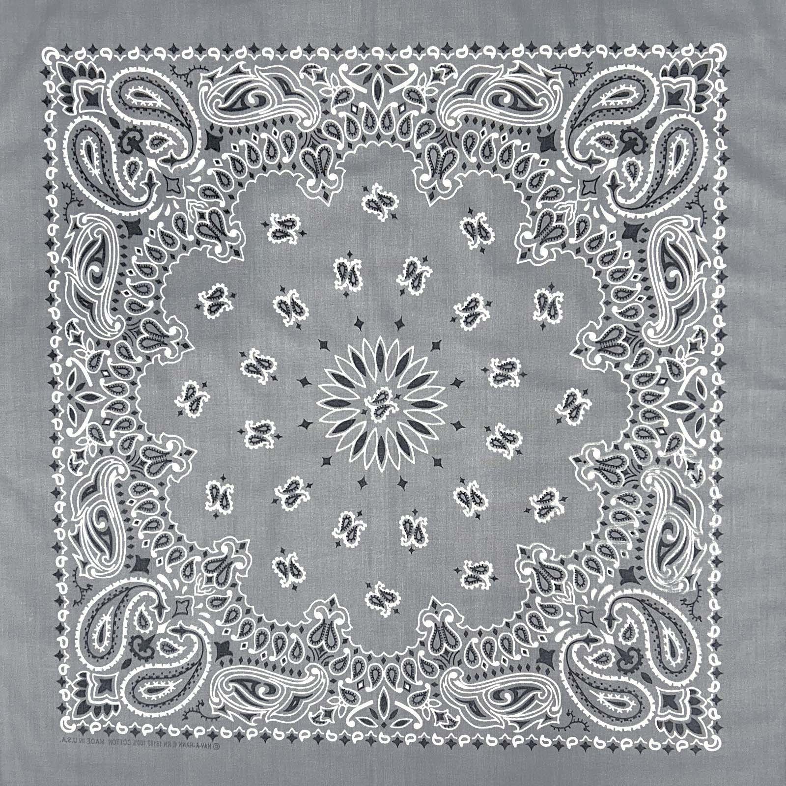 Paisley Western Cotton Bandana in Silver