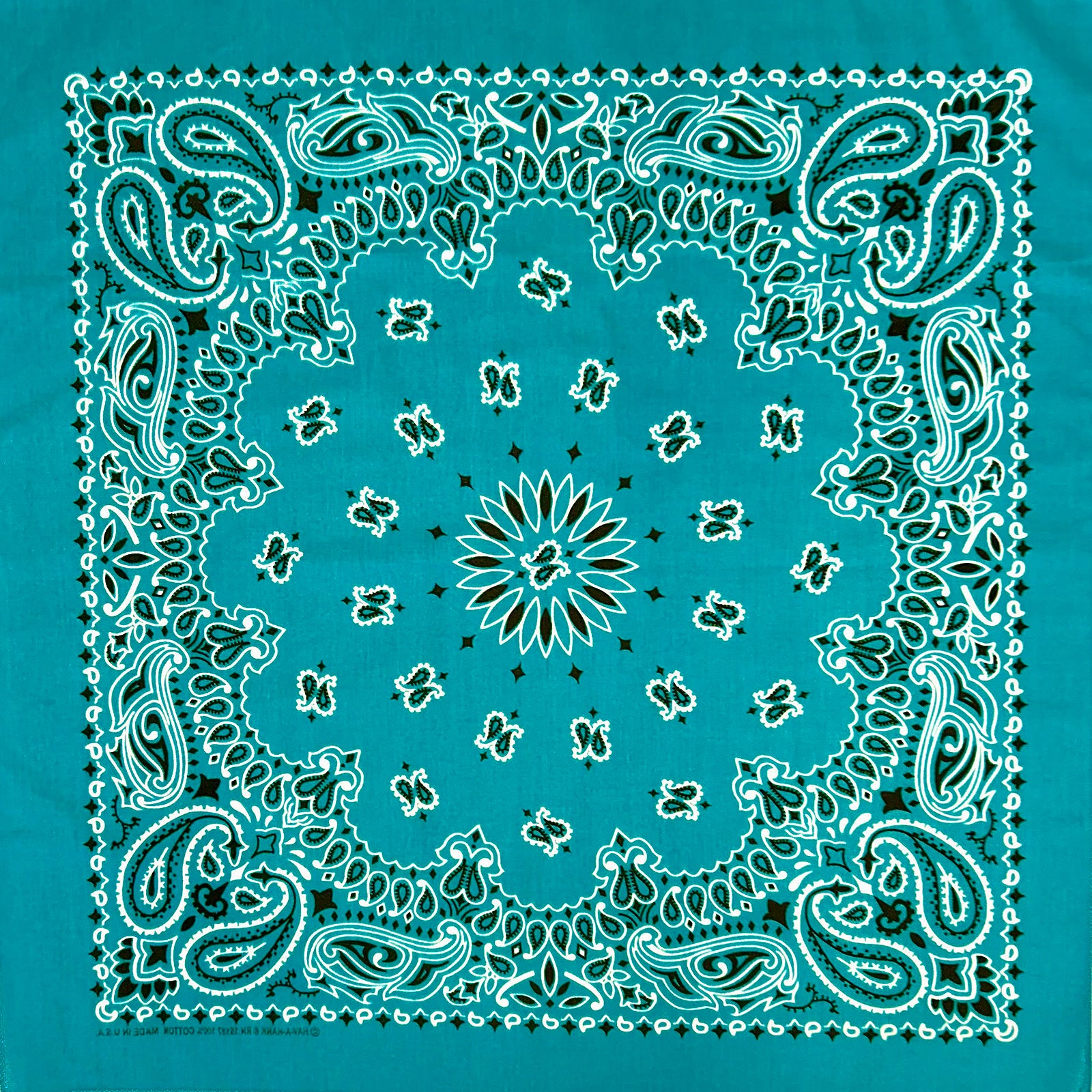 Paisley Western Cotton Bandana in Turquoise
