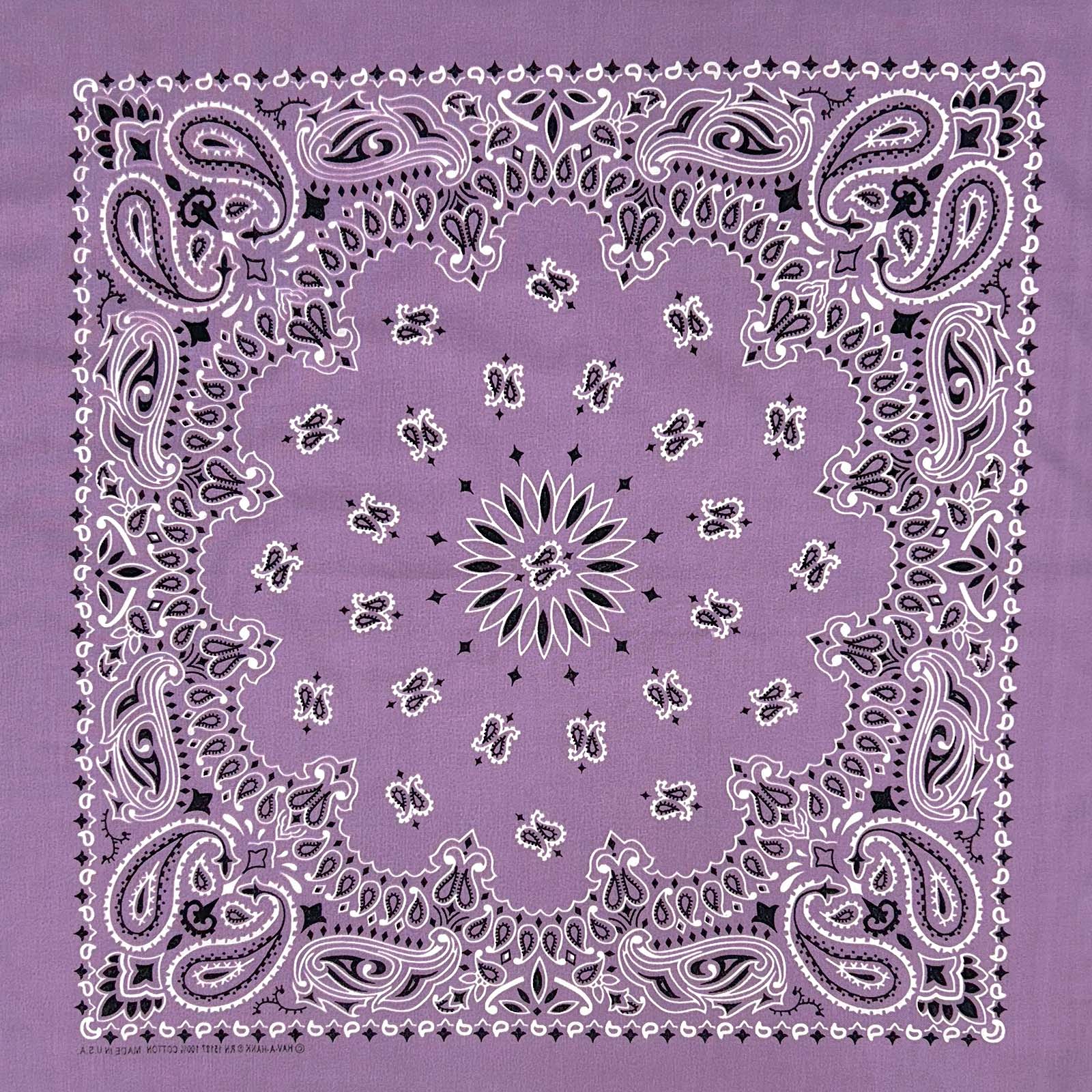 Paisley Western Cotton Bandana in Lavender