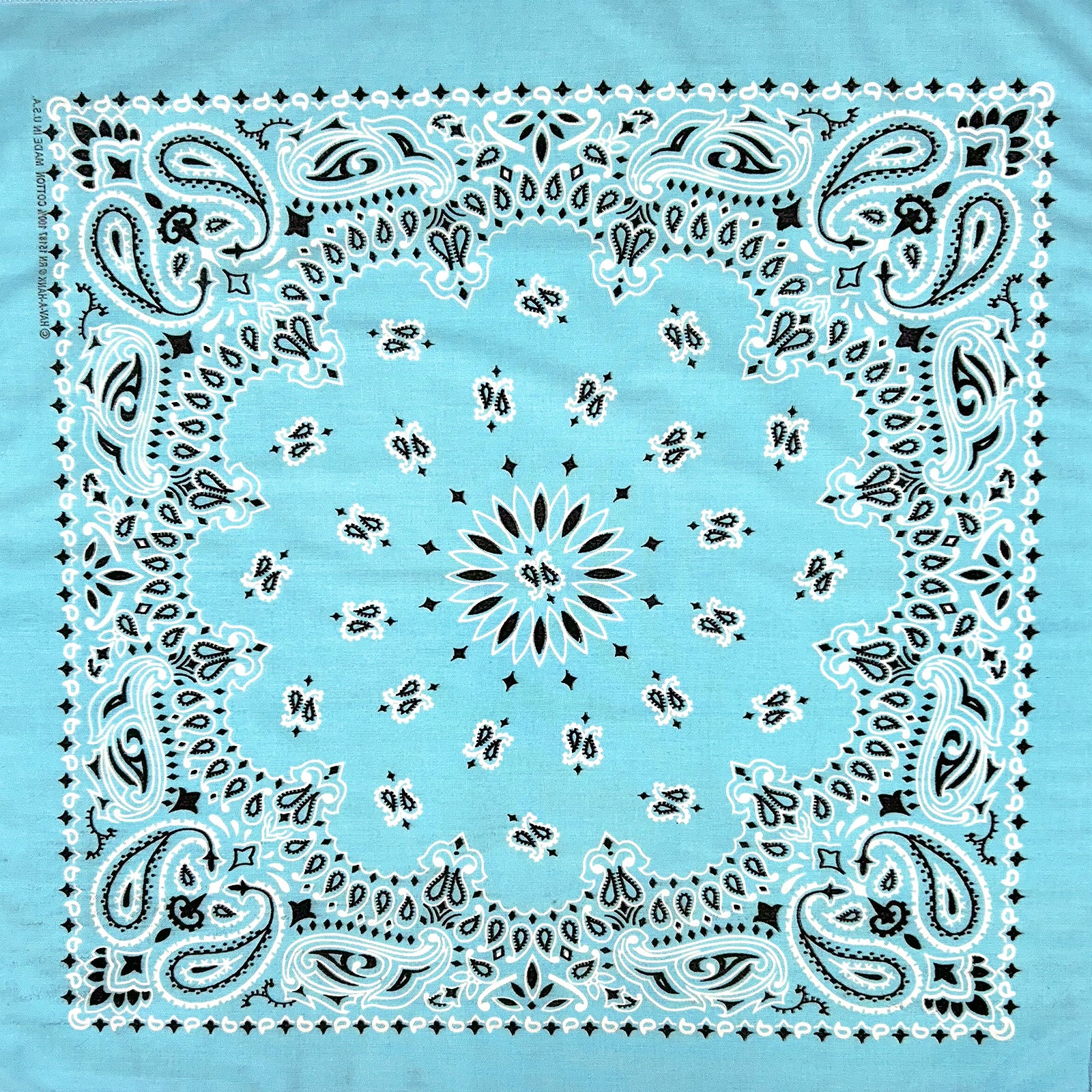 Paisley Western Cotton Bandana in Light Blue