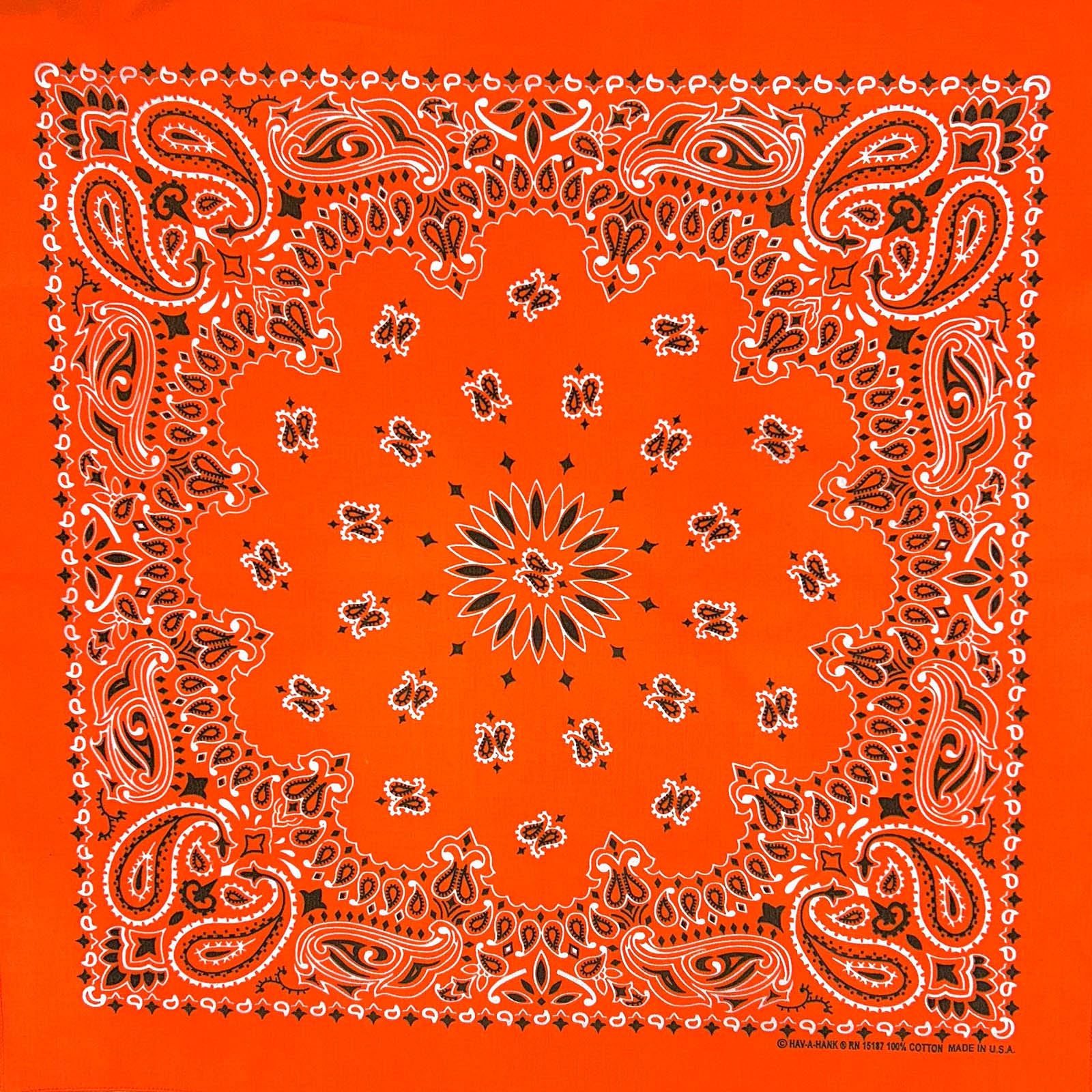 Paisley Western Cotton Bandana in Orange