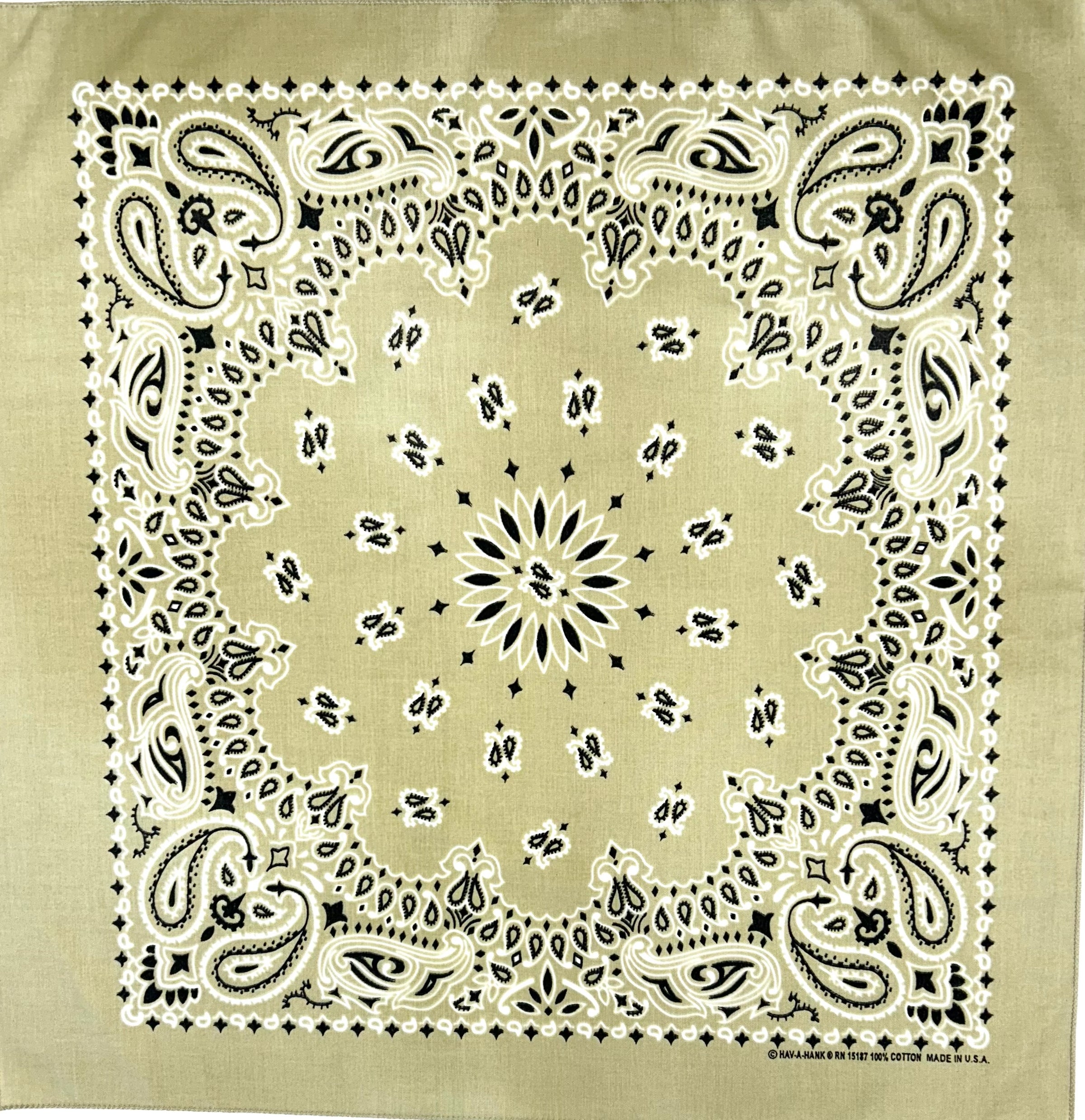 Paisley Western Cotton Bandana in Tan