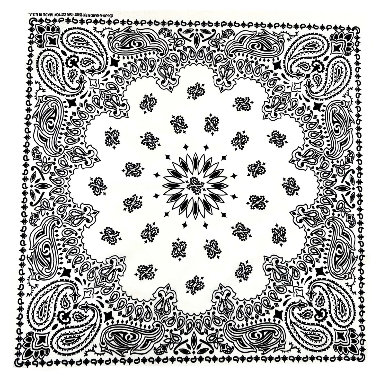 Paisley Western Cotton Bandana in White