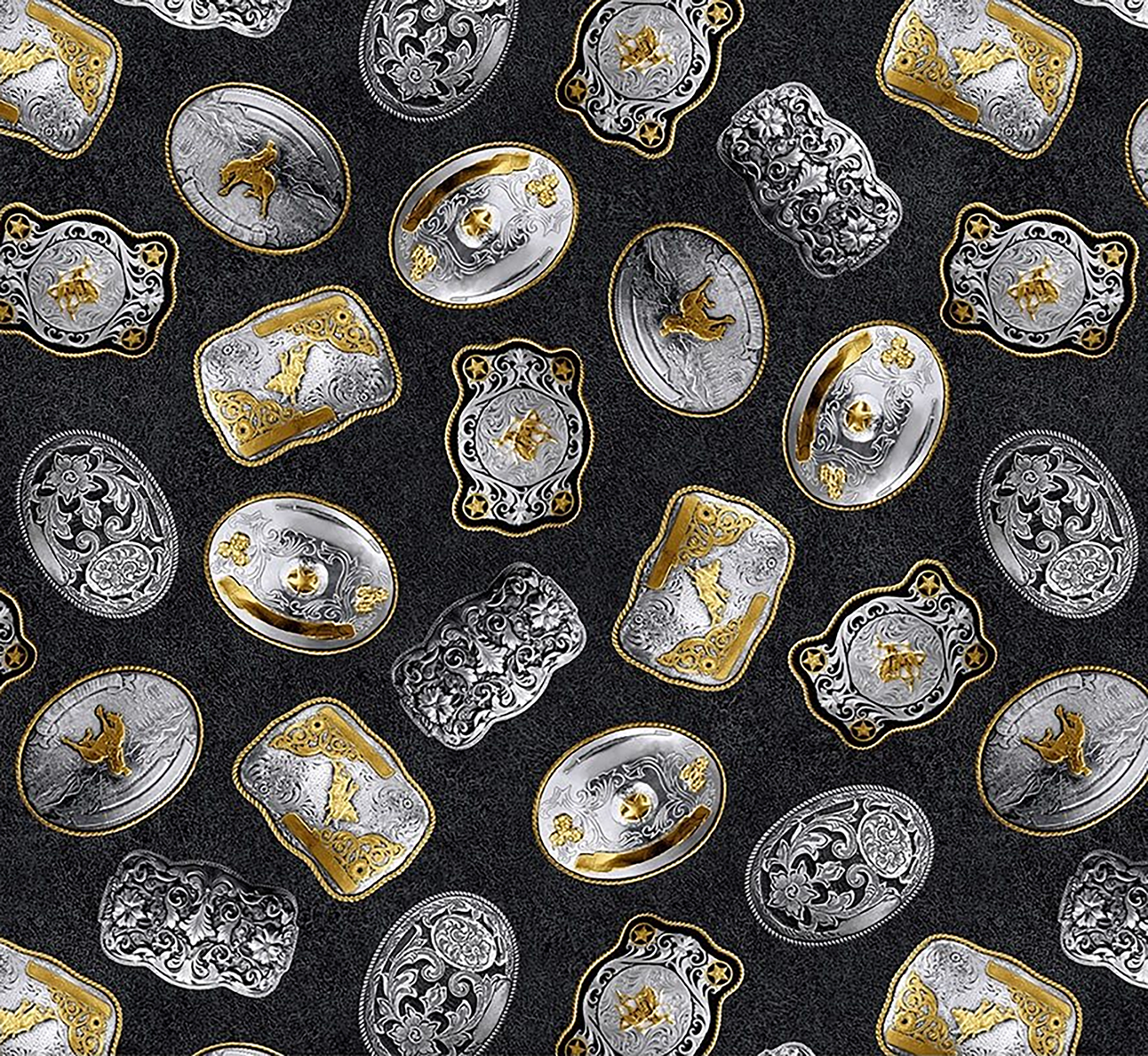 Trophy Buckles Western Cotton Bandana in Black