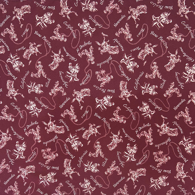 Western Cowboys & States Red Bandana