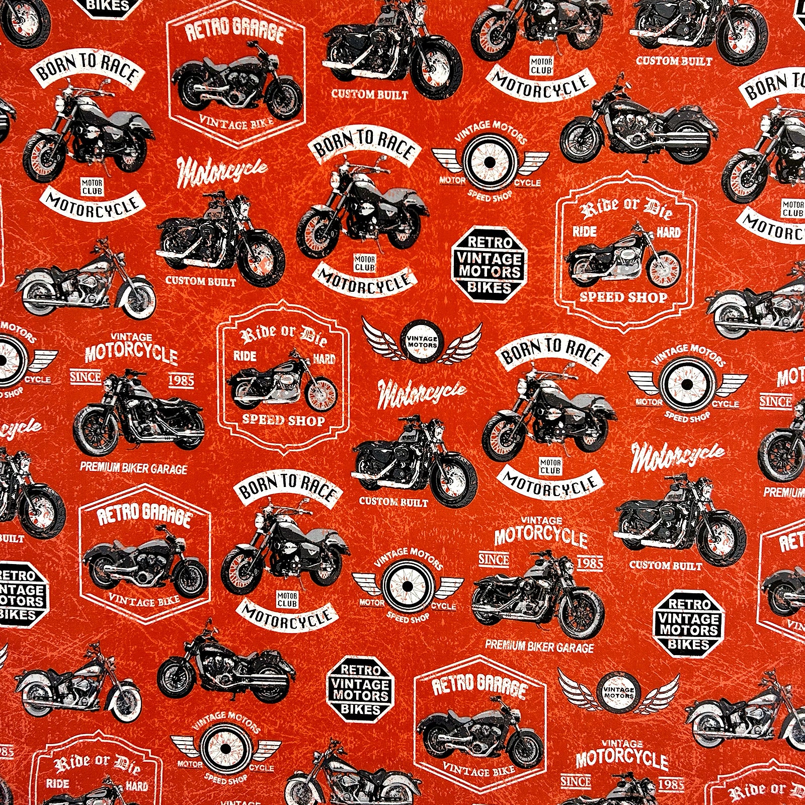 Vintage Motorcycles Ride or Die Western Cotton Bandana in Red