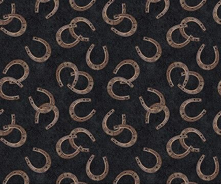 Lucky Horseshoes Western Cotton Bandana in Black