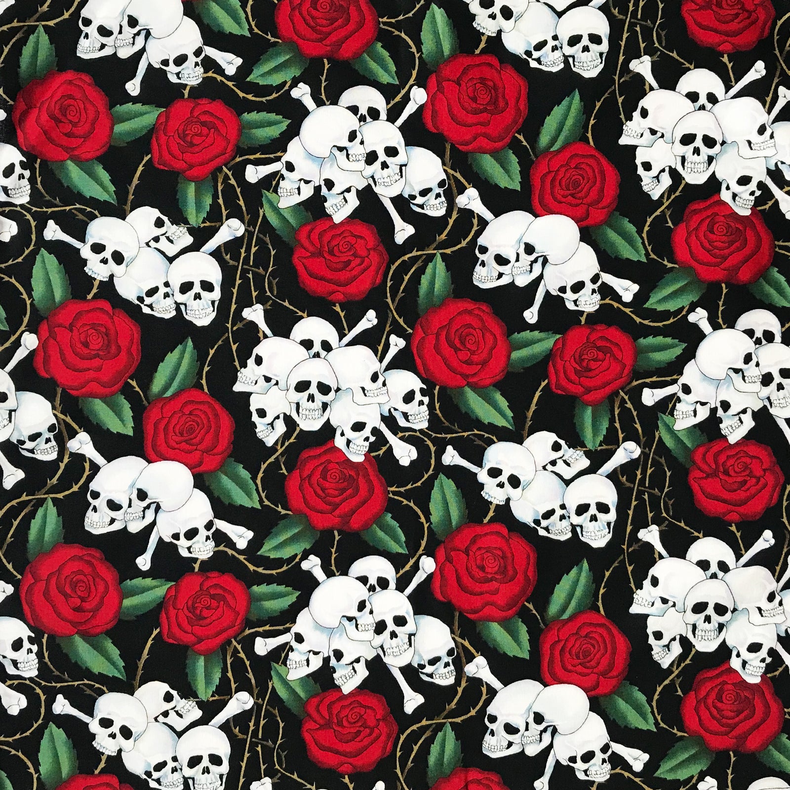 Skulls & Roses Western Cotton Bandana in Black