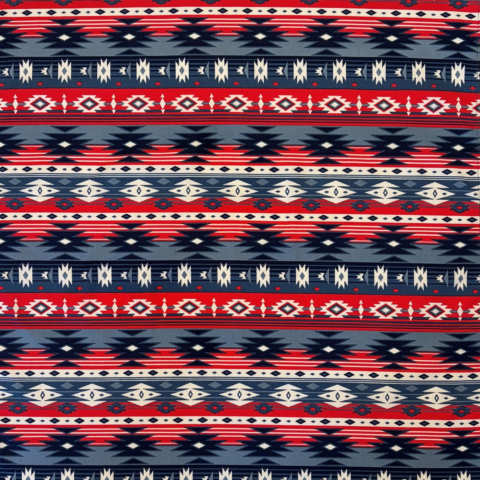 Native American Inspired Print Western Cotton Bandana in Blue & Red