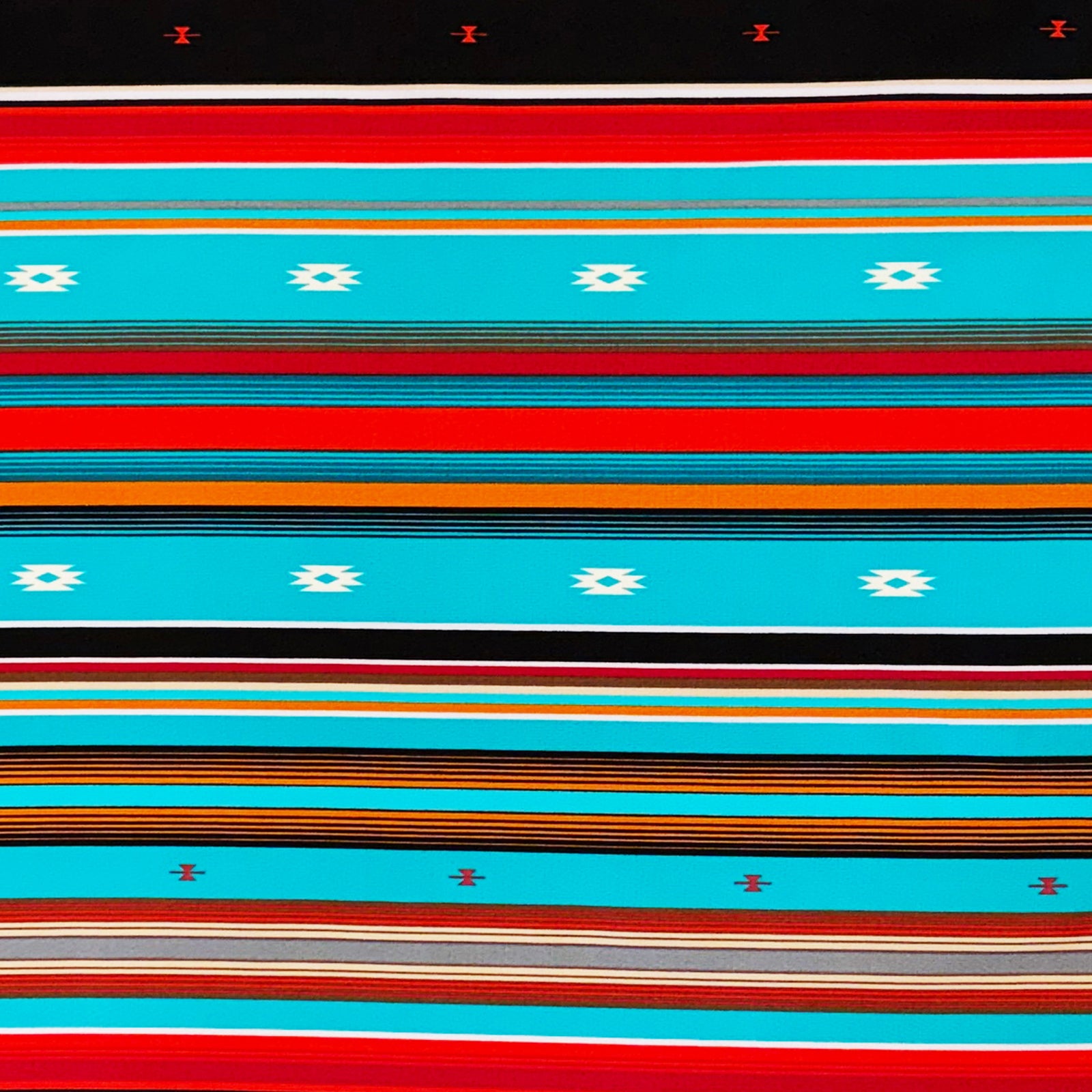 Serape Print Western Cotton Bandana in Turquoise & Orange