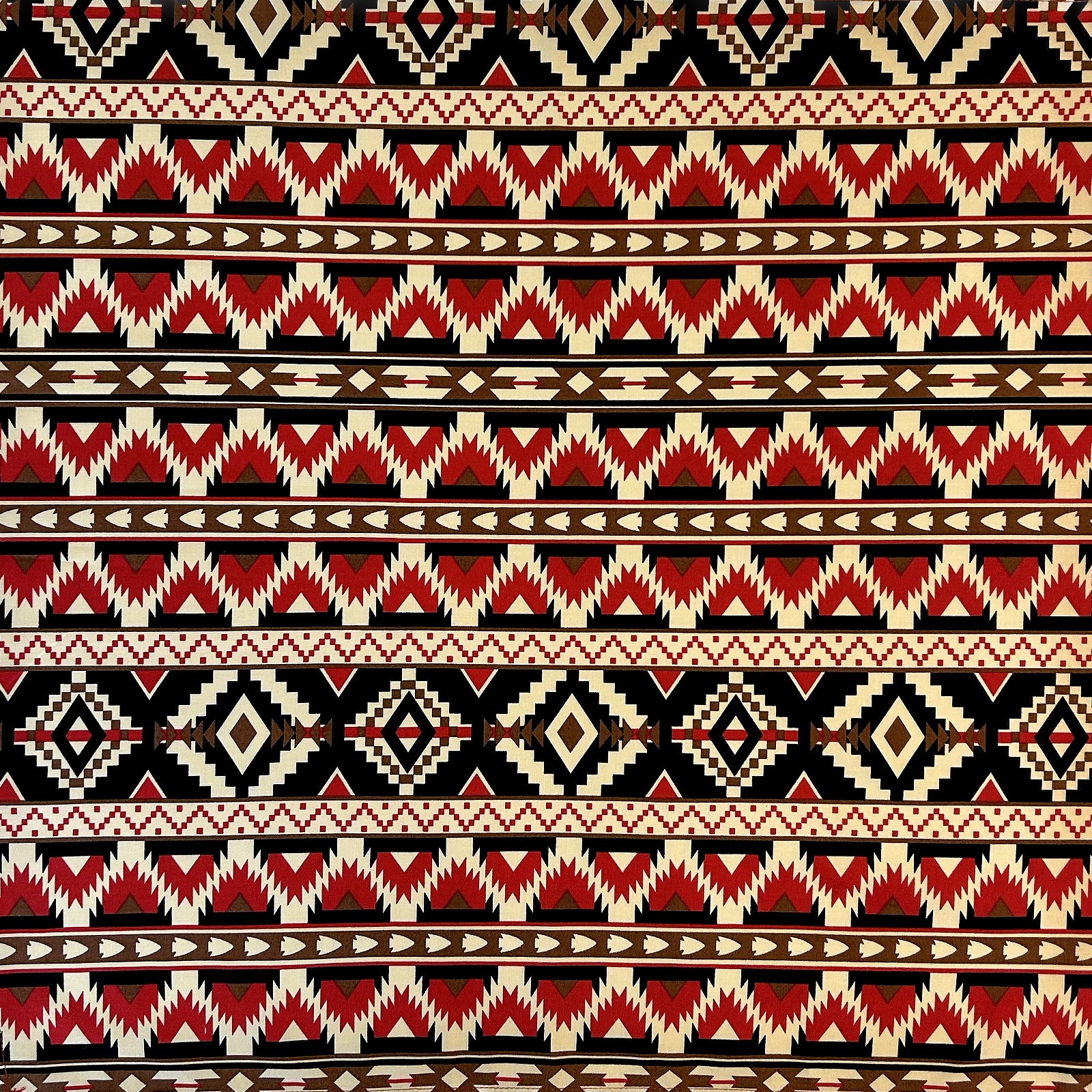 Native Print Western Cotton Bandana in Red & Brown