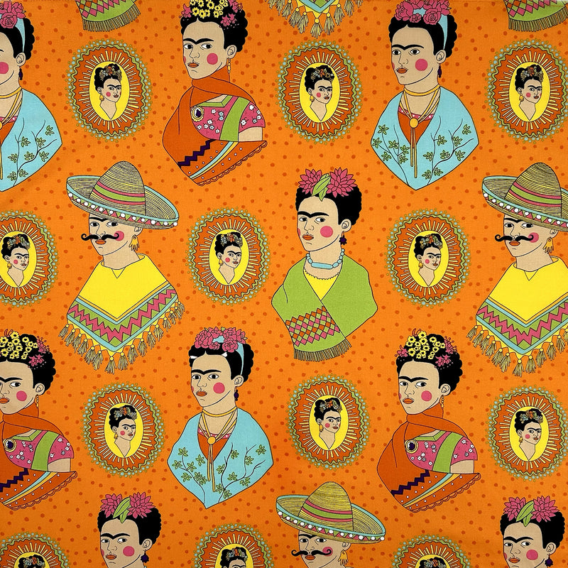 Frida Kahlo Western Cotton Bandana in Orange