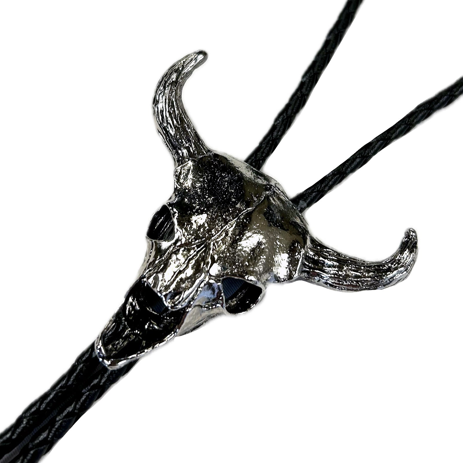 Large Silver Steer Skull Western Western Bolo Tie