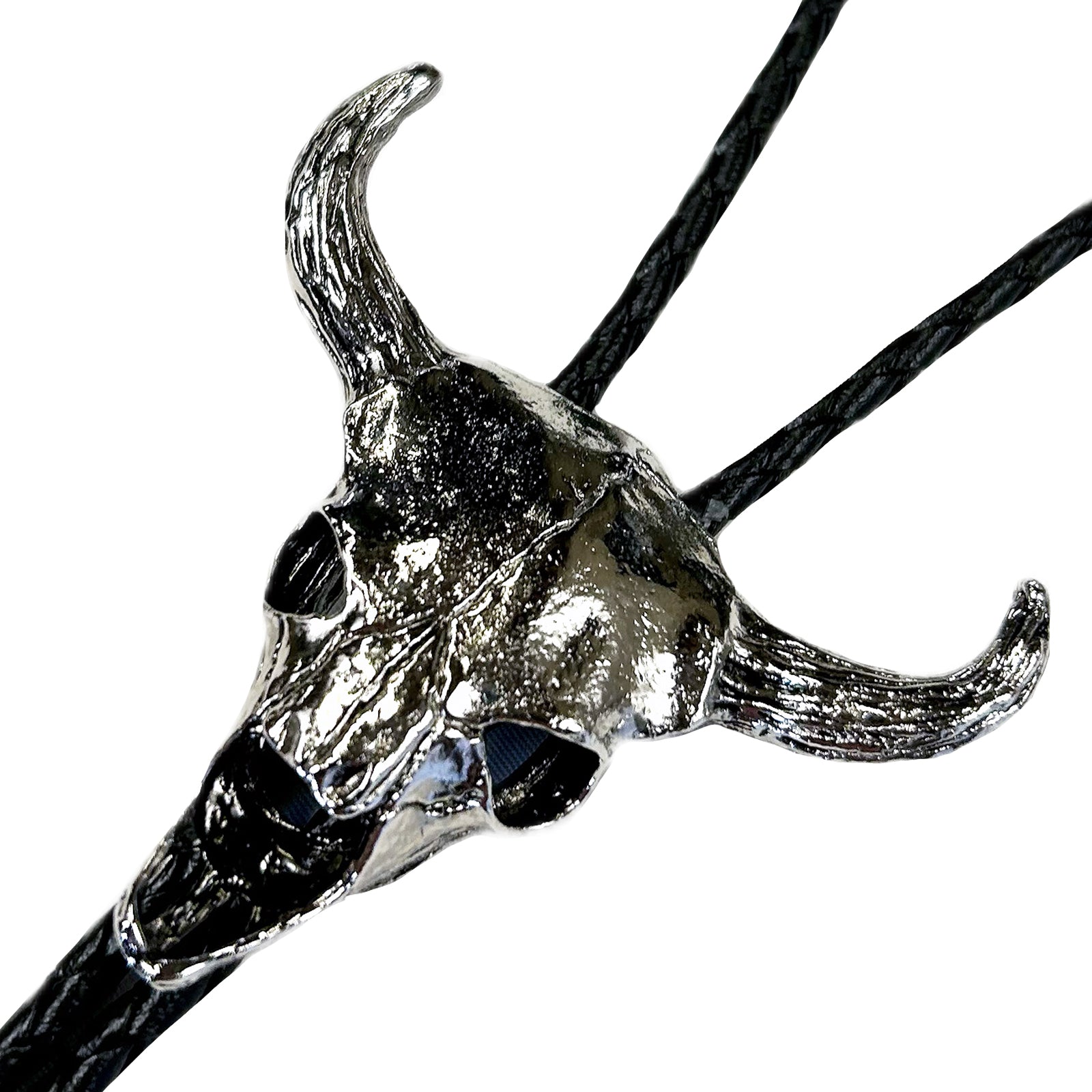 Large Silver Steer Skull Western Western Bolo Tie