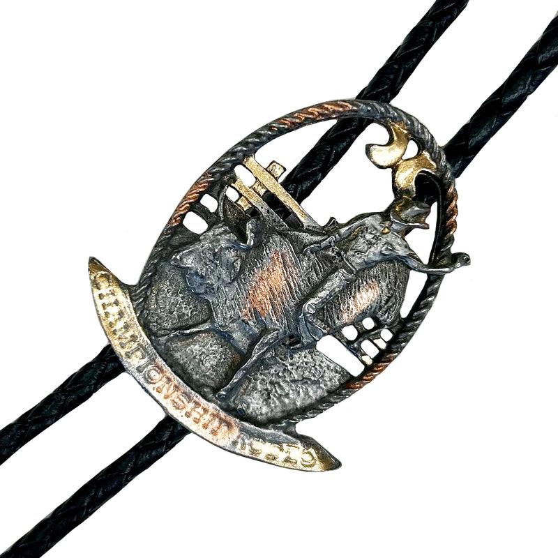 Tri-Color Professional Bullrider Western Bolo Tie