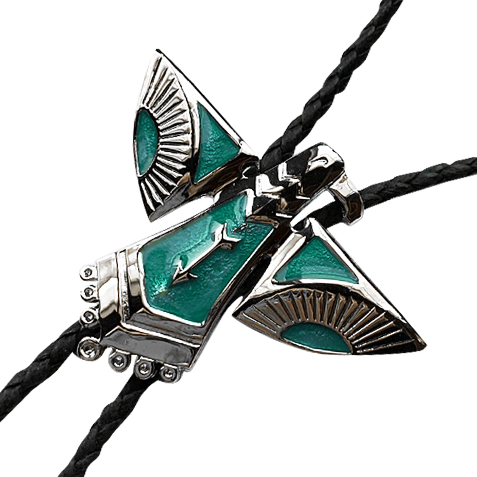 Silver Thunderbird with Turquoise Western Bolo Tie