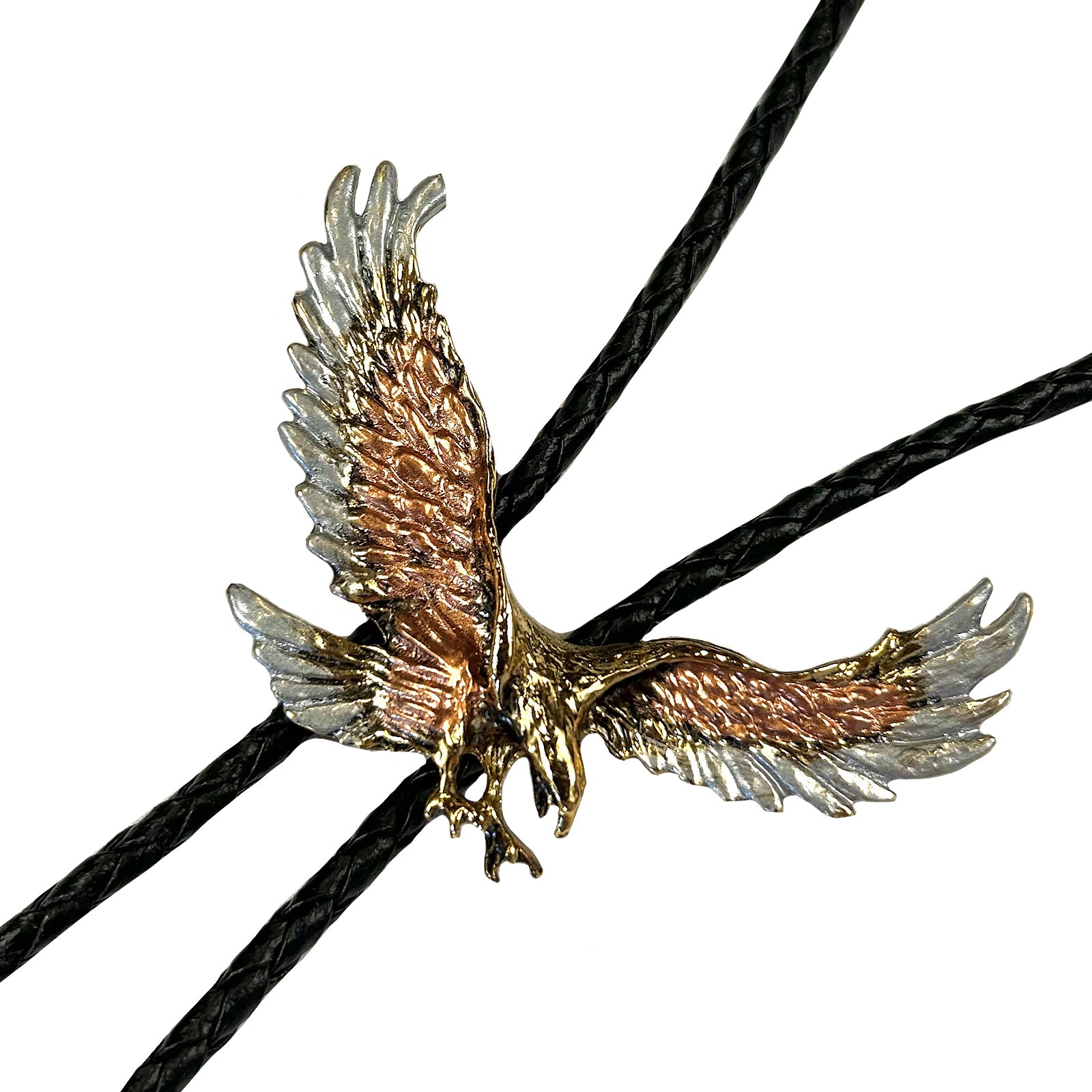 Silver & Gold Flying Eagle Western Bolo Tie