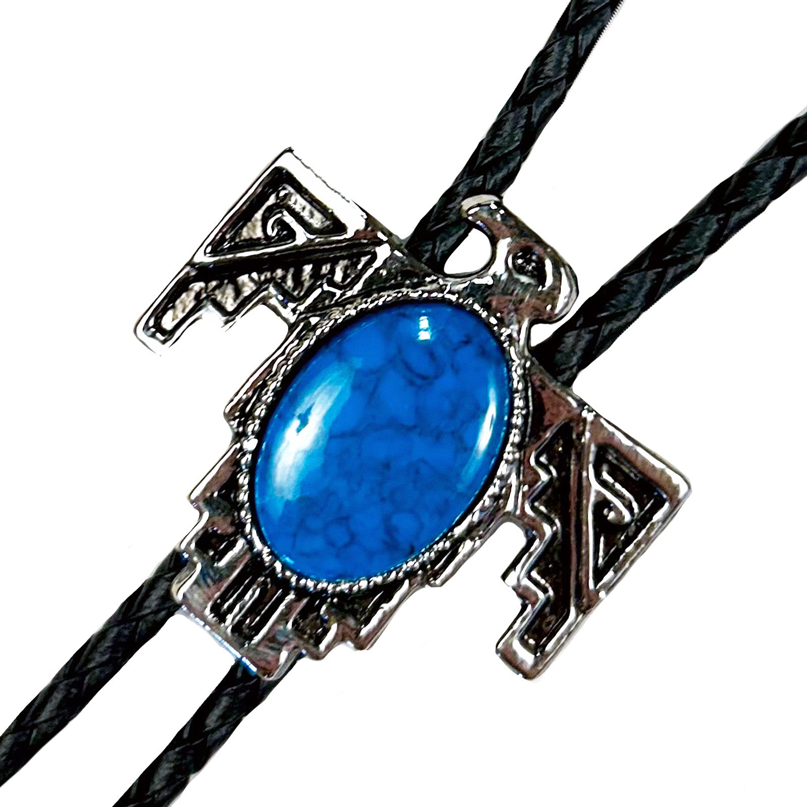 Silver Thunderbird with Stone Inlay Western Bolo Tie